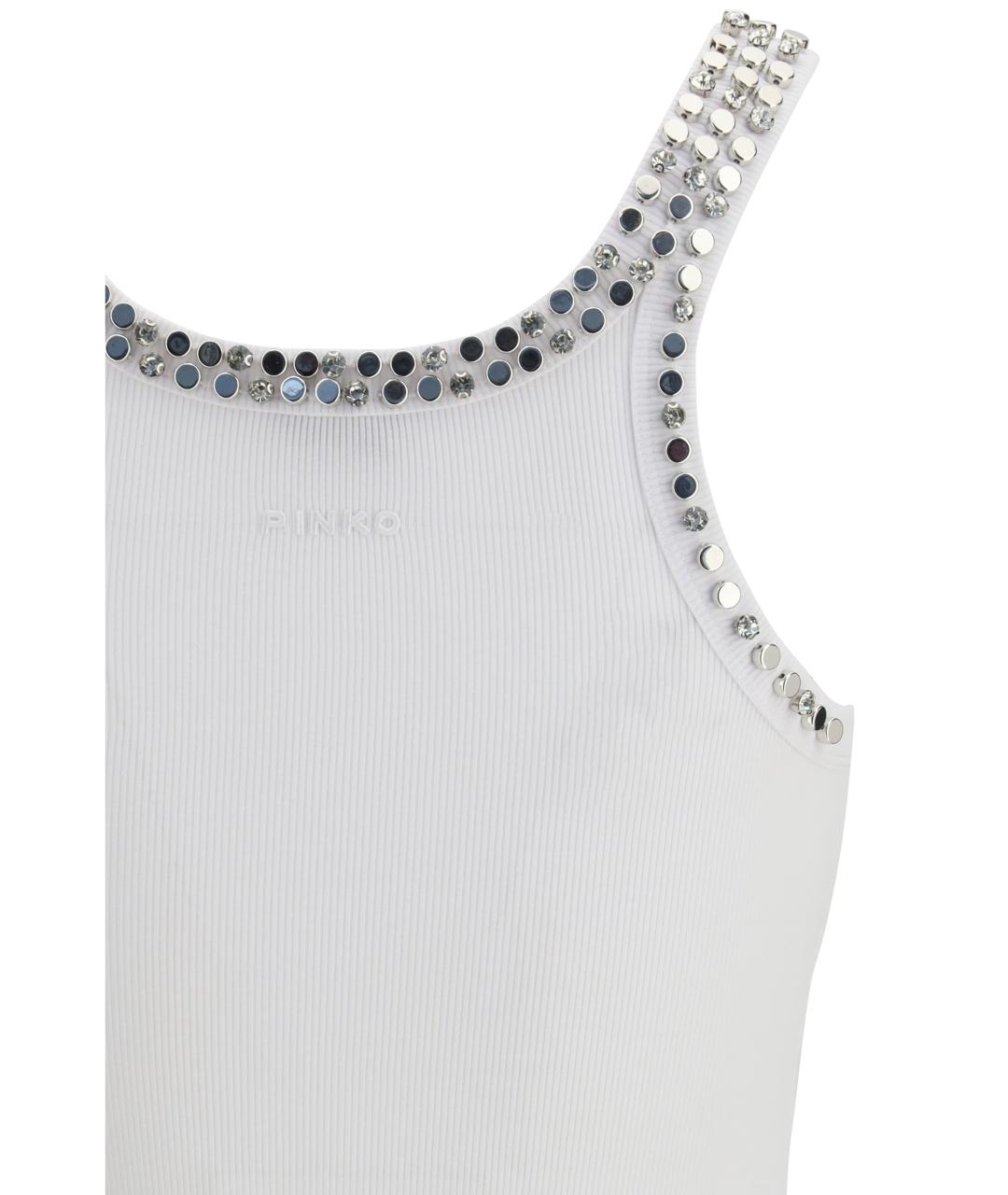 PINKO Белая хлопковая майка, фото 3