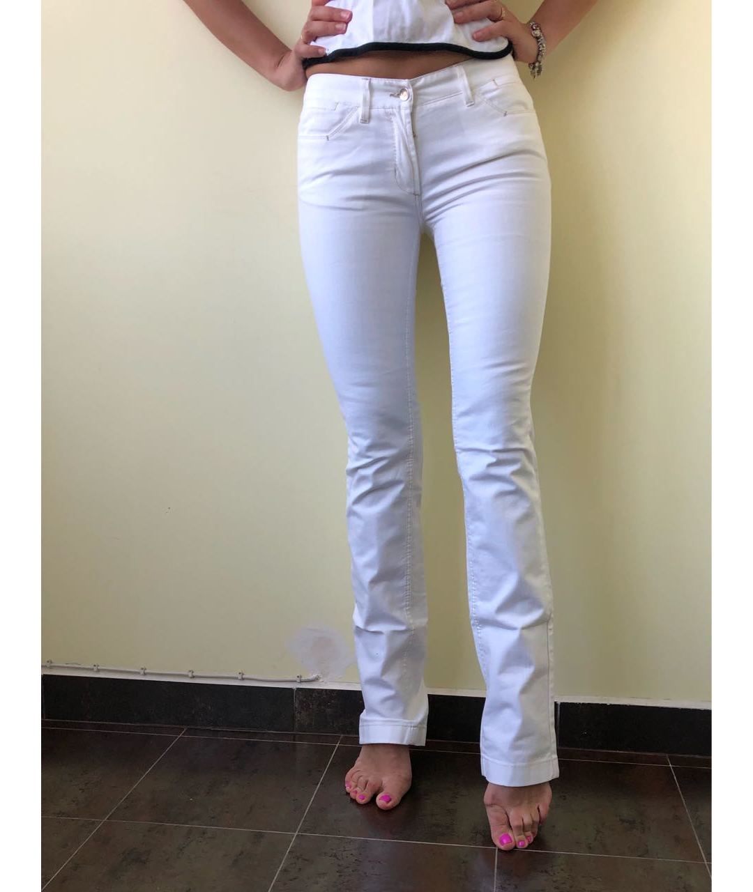 DOLCE&GABBANA Белые хлопко-эластановые джинсы клеш, фото 2