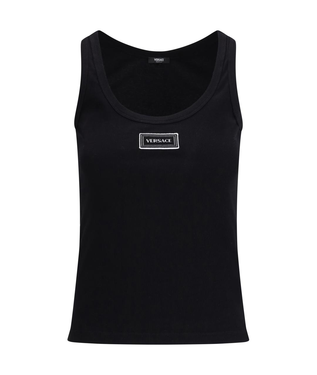 VERSACE Черная хлопко-эластановая майка, фото 1