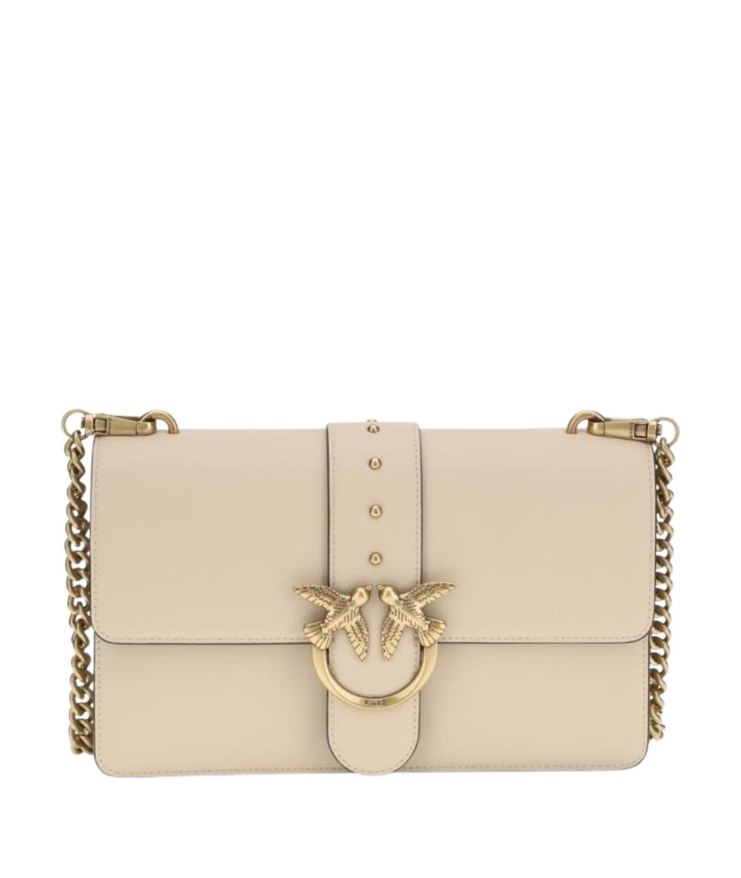 PINKO Бежевая кожаная сумка через плечо, фото 1