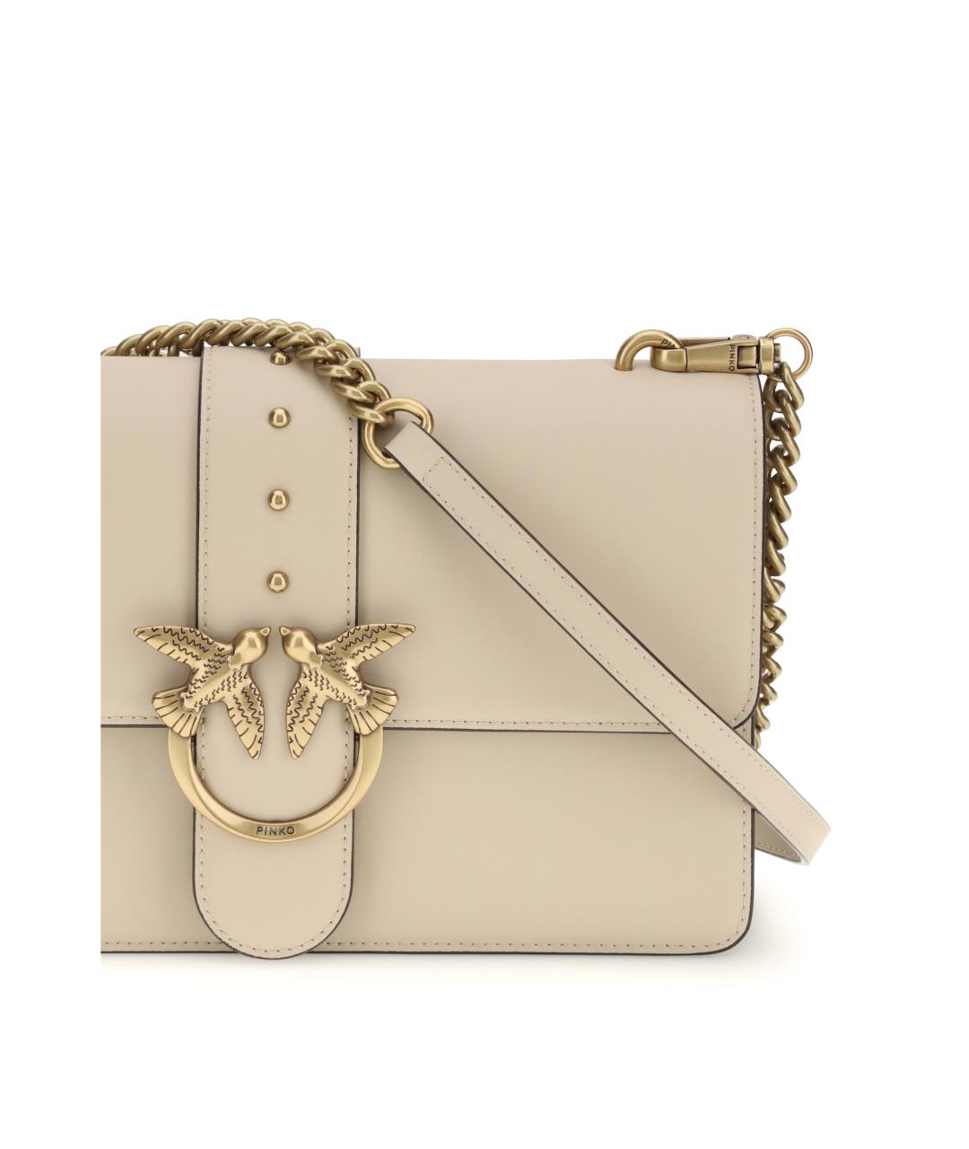 PINKO Бежевая кожаная сумка через плечо, фото 4
