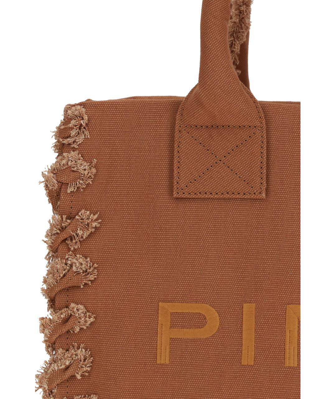 PINKO Коричневая хлопковая сумка тоут, фото 4