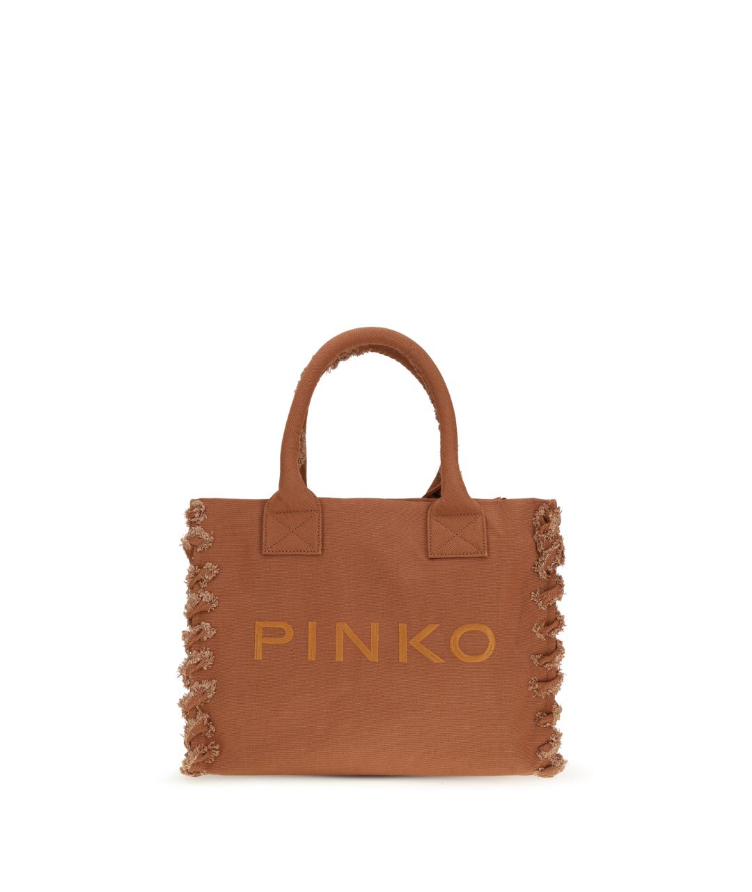 PINKO Коричневая хлопковая сумка тоут, фото 1