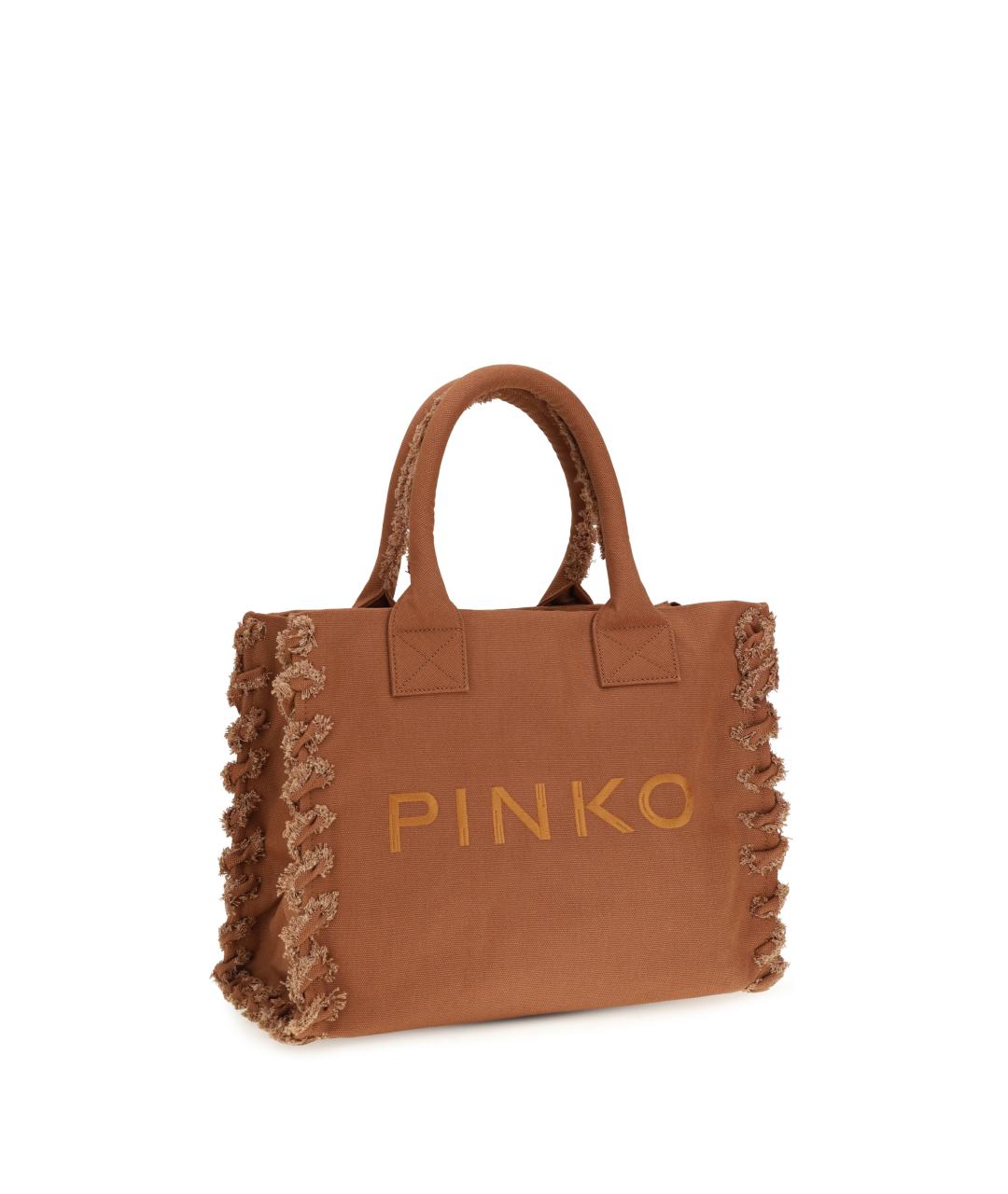 PINKO Коричневая хлопковая сумка тоут, фото 2