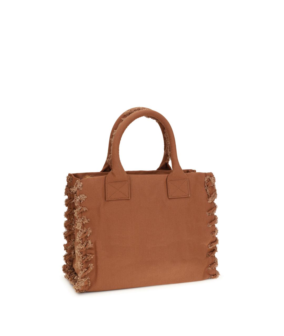 PINKO Коричневая хлопковая сумка тоут, фото 3