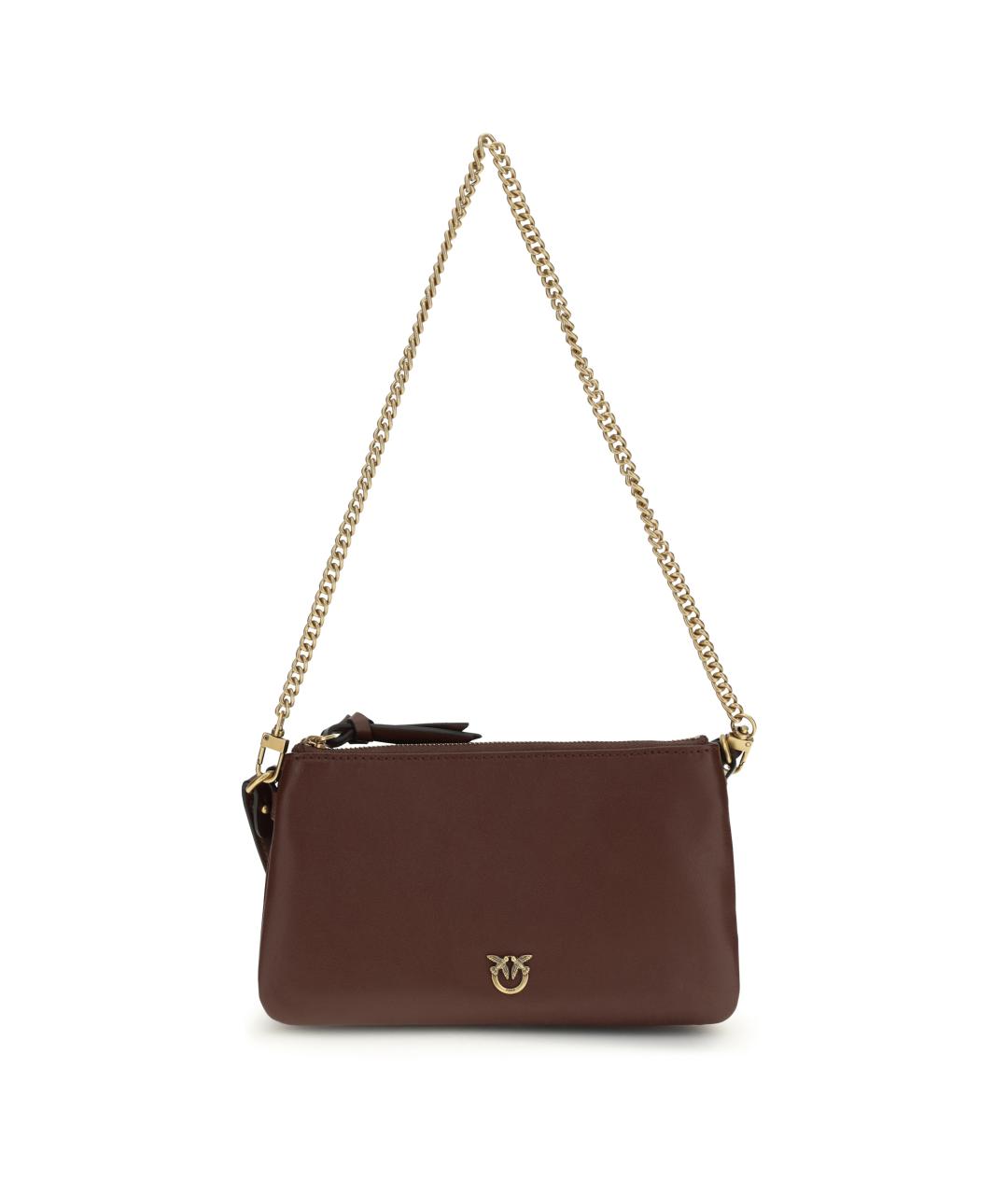 PINKO Бордовая кожаная сумка через плечо, фото 1