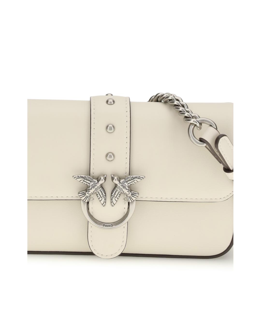 PINKO Белая кожаная сумка через плечо, фото 4