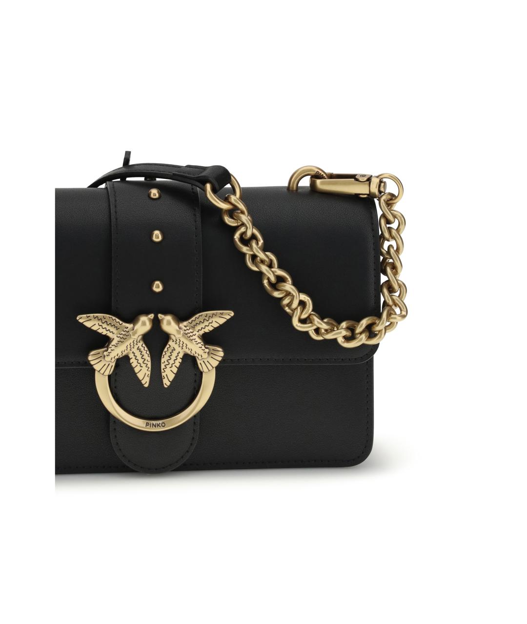 PINKO Черная кожаная сумка через плечо, фото 4
