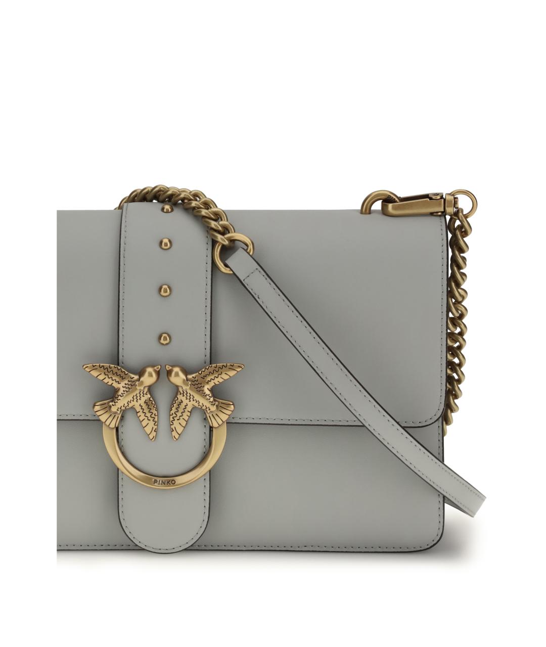 PINKO Серая кожаная сумка через плечо, фото 4