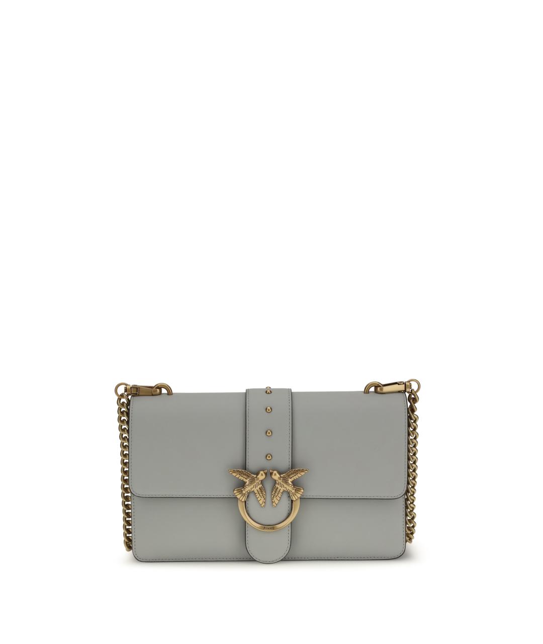 PINKO Серая кожаная сумка через плечо, фото 1