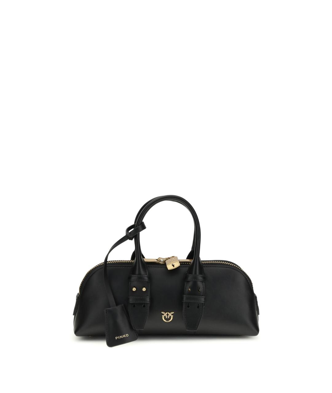 PINKO Черная кожаная сумка с короткими ручками, фото 1