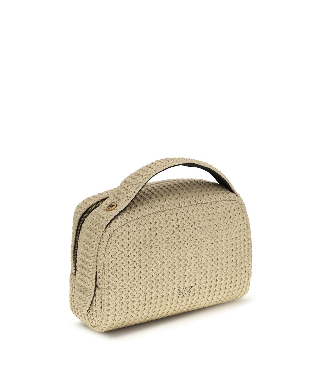 PINKO Бежевая пелетеная косметичка, фото 3