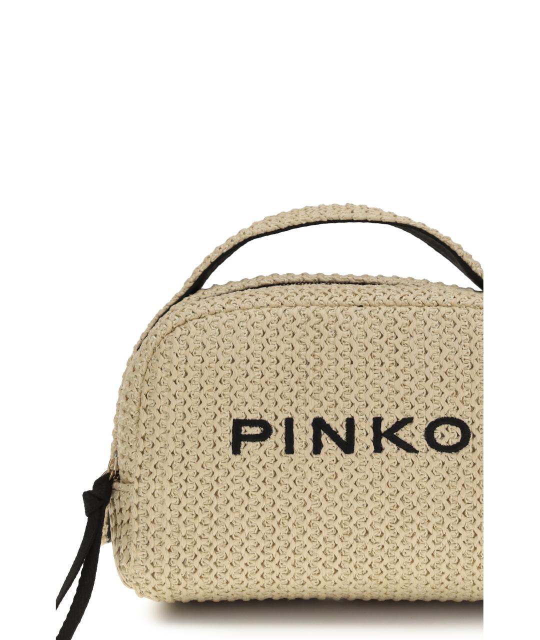 PINKO Бежевая пелетеная косметичка, фото 4