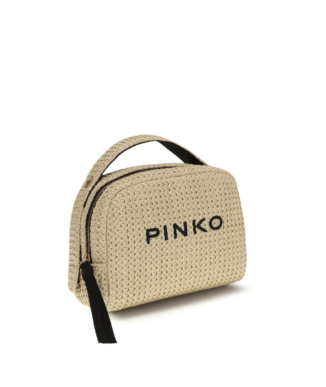 PINKO Бежевая пелетеная косметичка, фото 2