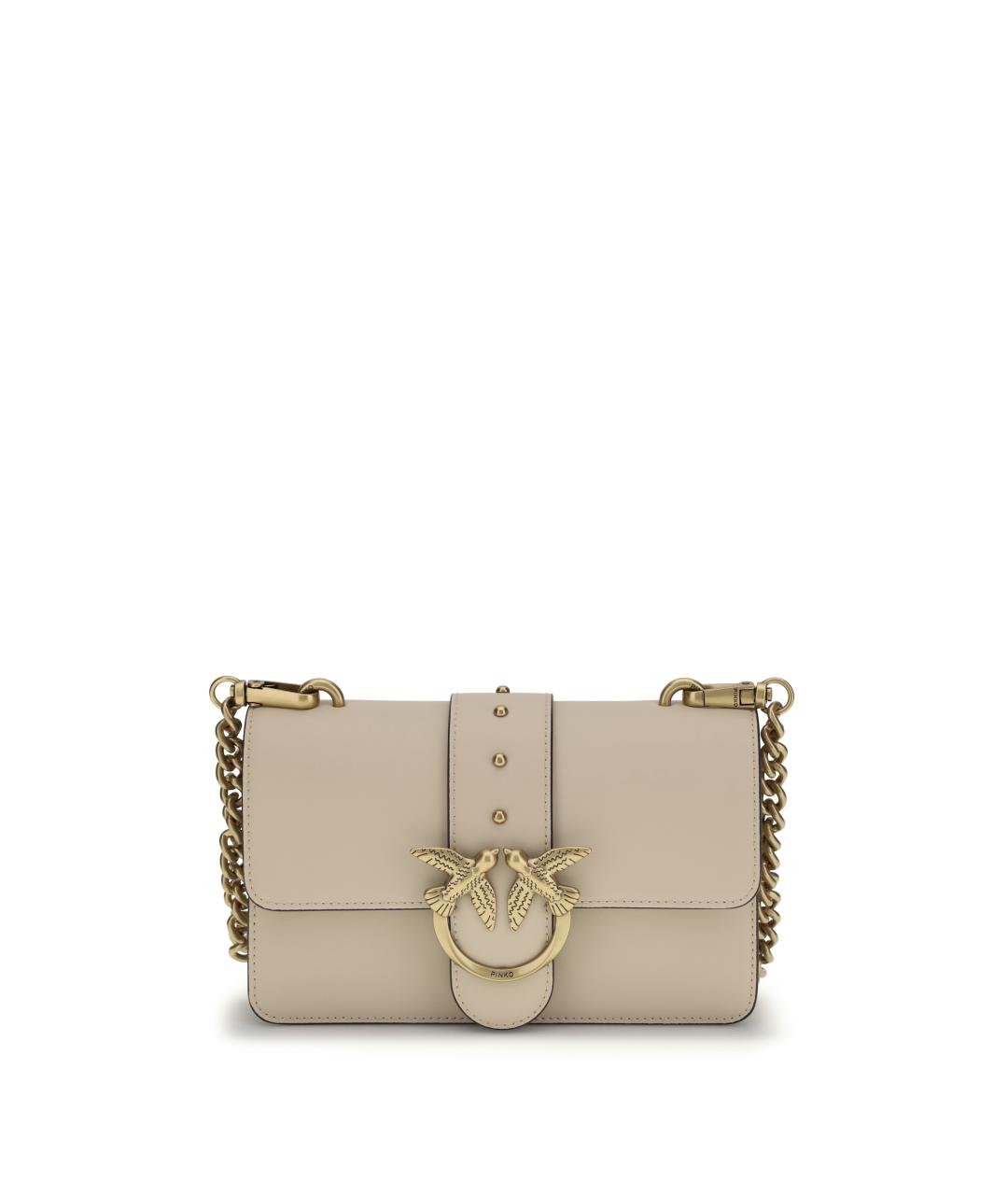 PINKO Бежевая кожаная сумка через плечо, фото 1