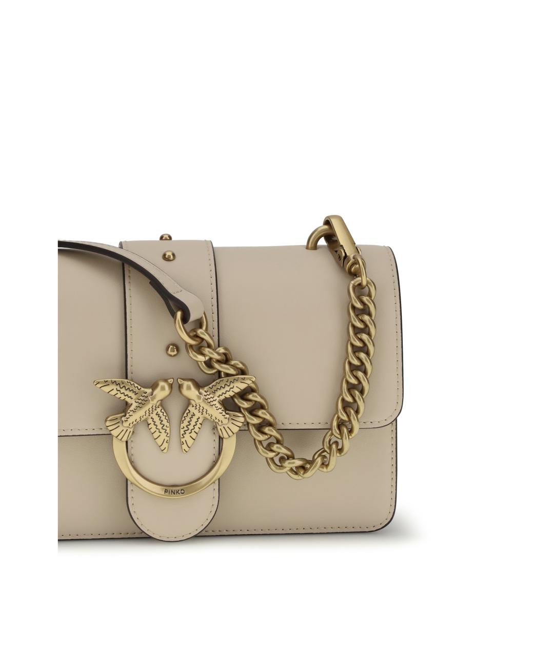 PINKO Бежевая кожаная сумка через плечо, фото 4
