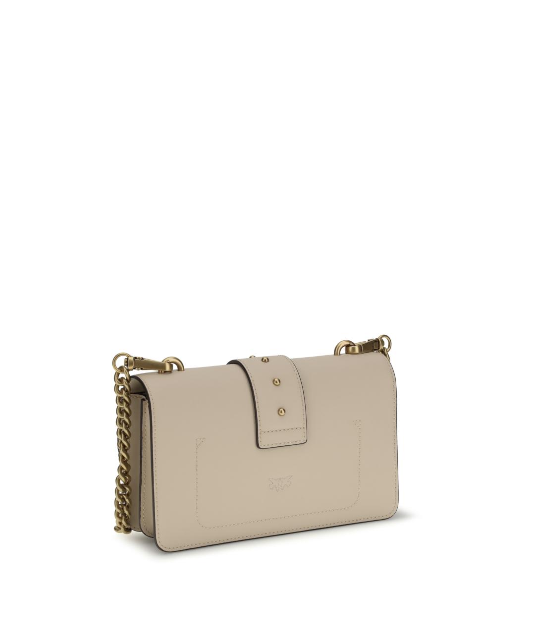 PINKO Бежевая кожаная сумка через плечо, фото 3