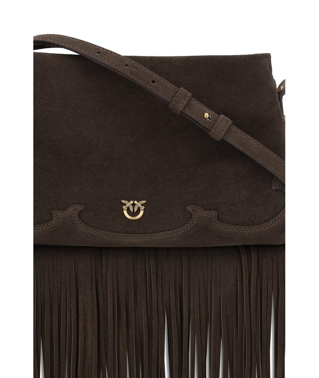 PINKO Коричневая замшевая сумка через плечо, фото 4