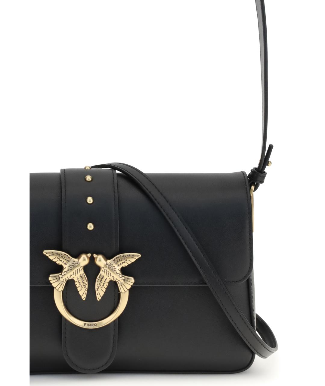 PINKO Черная кожаная сумка через плечо, фото 4