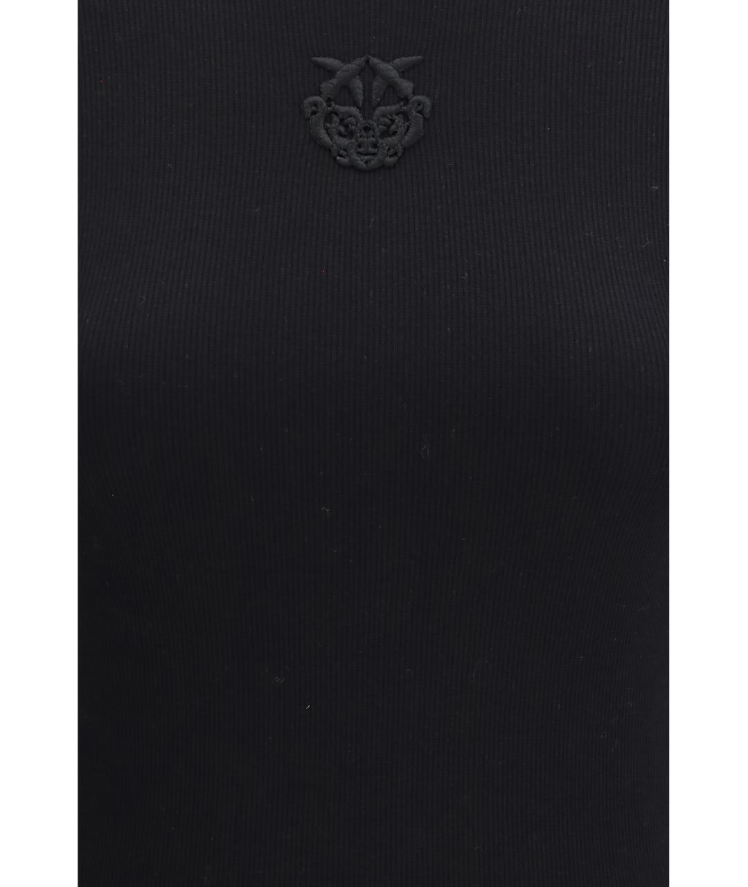 PINKO Черная хлопко-эластановая футболка, фото 3