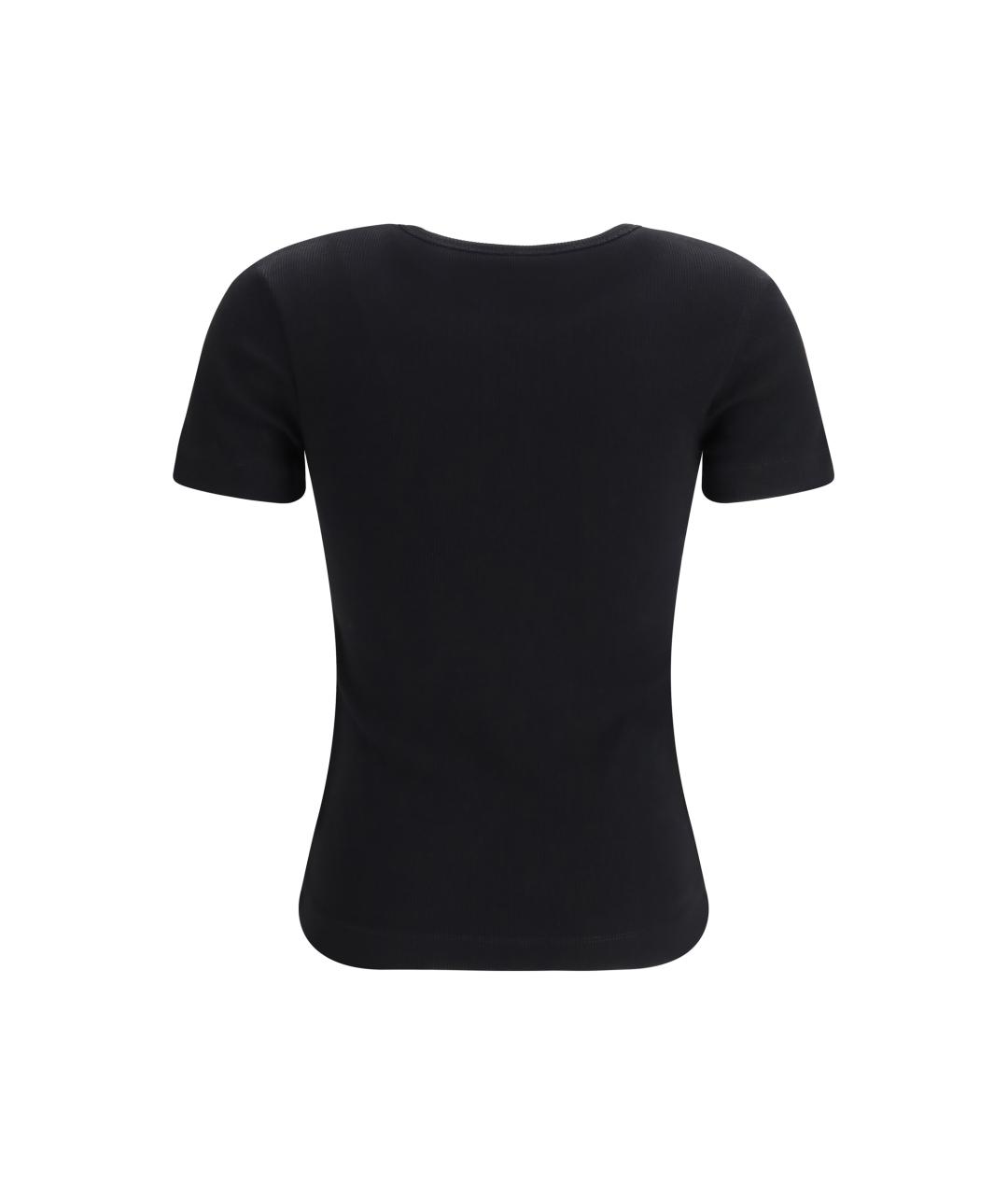 PINKO Черная хлопко-эластановая футболка, фото 2