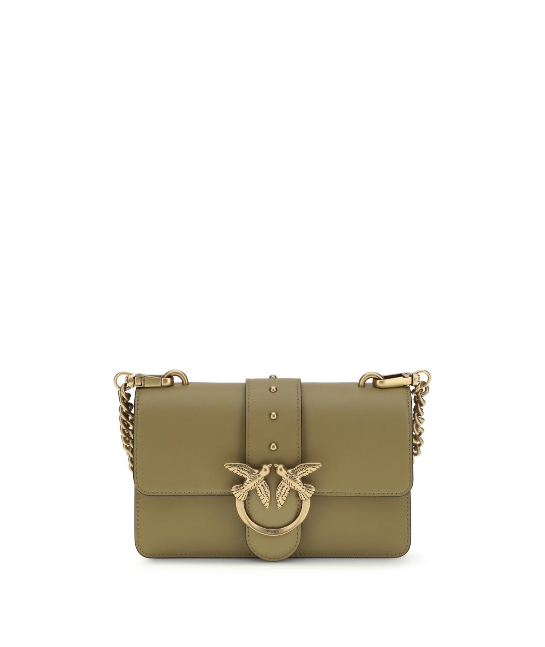 PINKO Зеленая кожаная сумка через плечо, фото 1