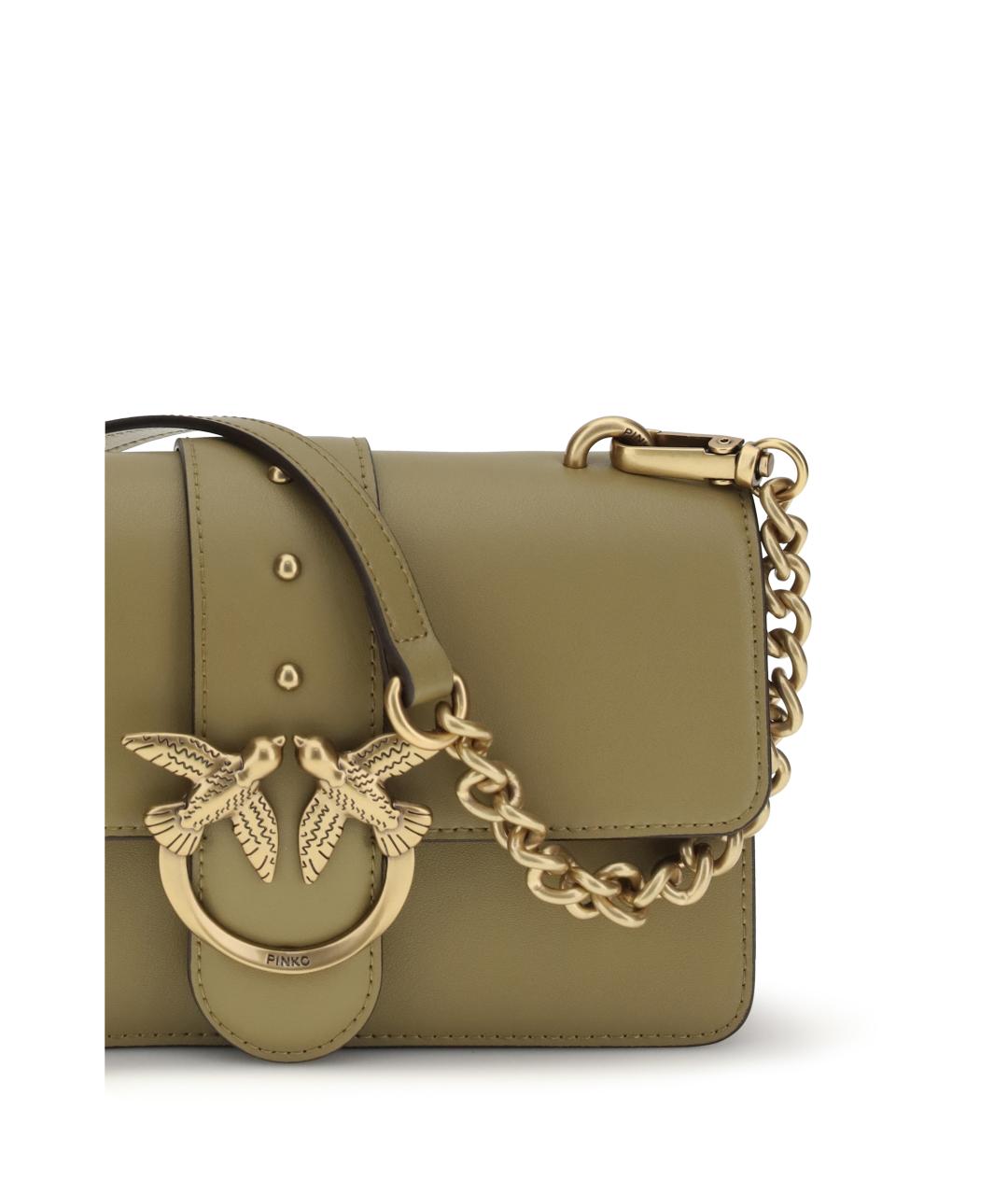 PINKO Зеленая кожаная сумка через плечо, фото 4