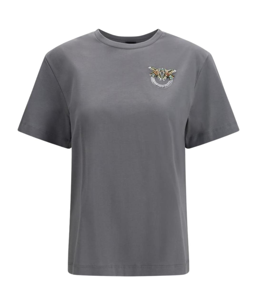 PINKO Серая хлопковая футболка, фото 1