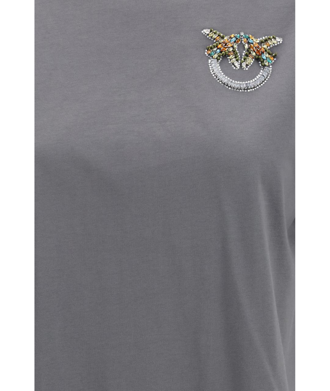 PINKO Серая хлопковая футболка, фото 3
