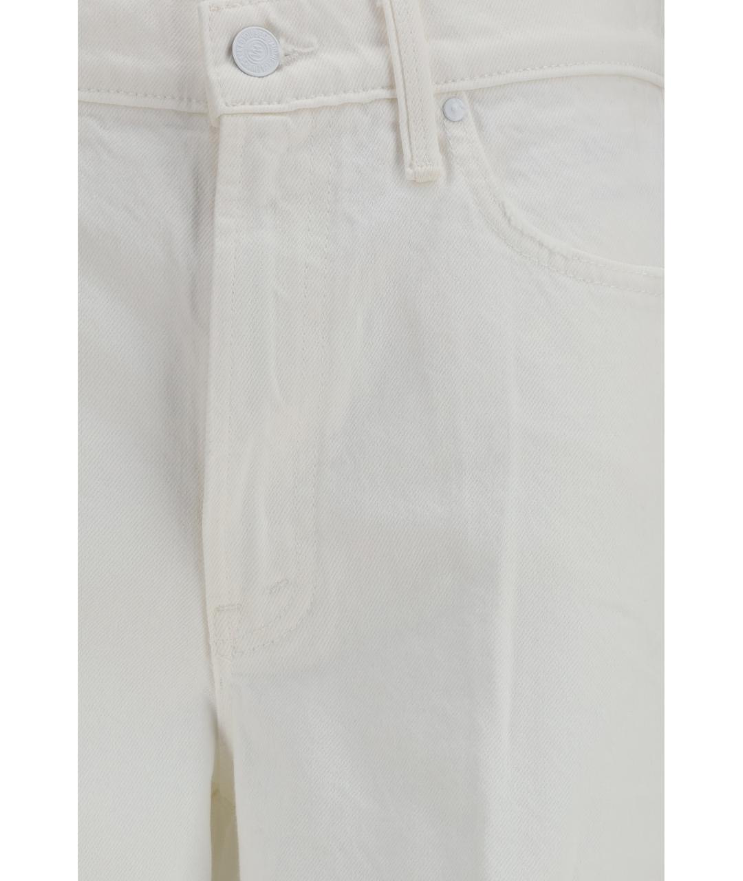 MOTHER Белые хлопковые прямые джинсы, фото 3
