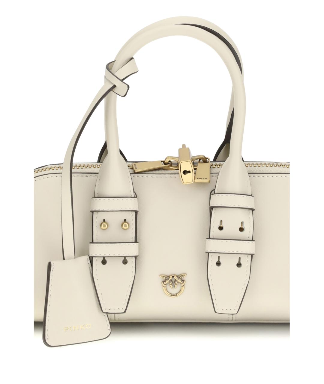 PINKO Белая кожаная сумка тоут, фото 4