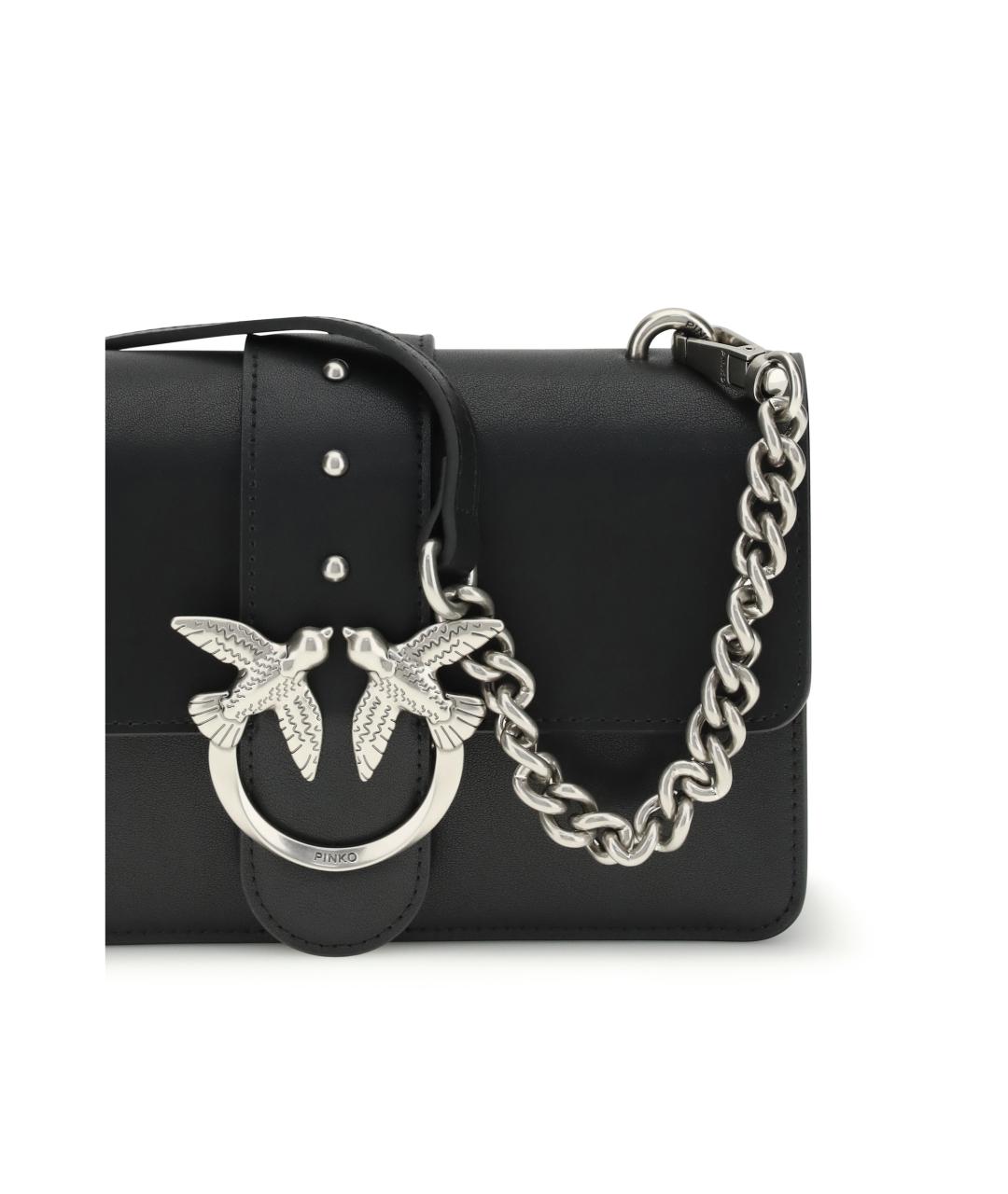 PINKO Черная кожаная сумка через плечо, фото 4
