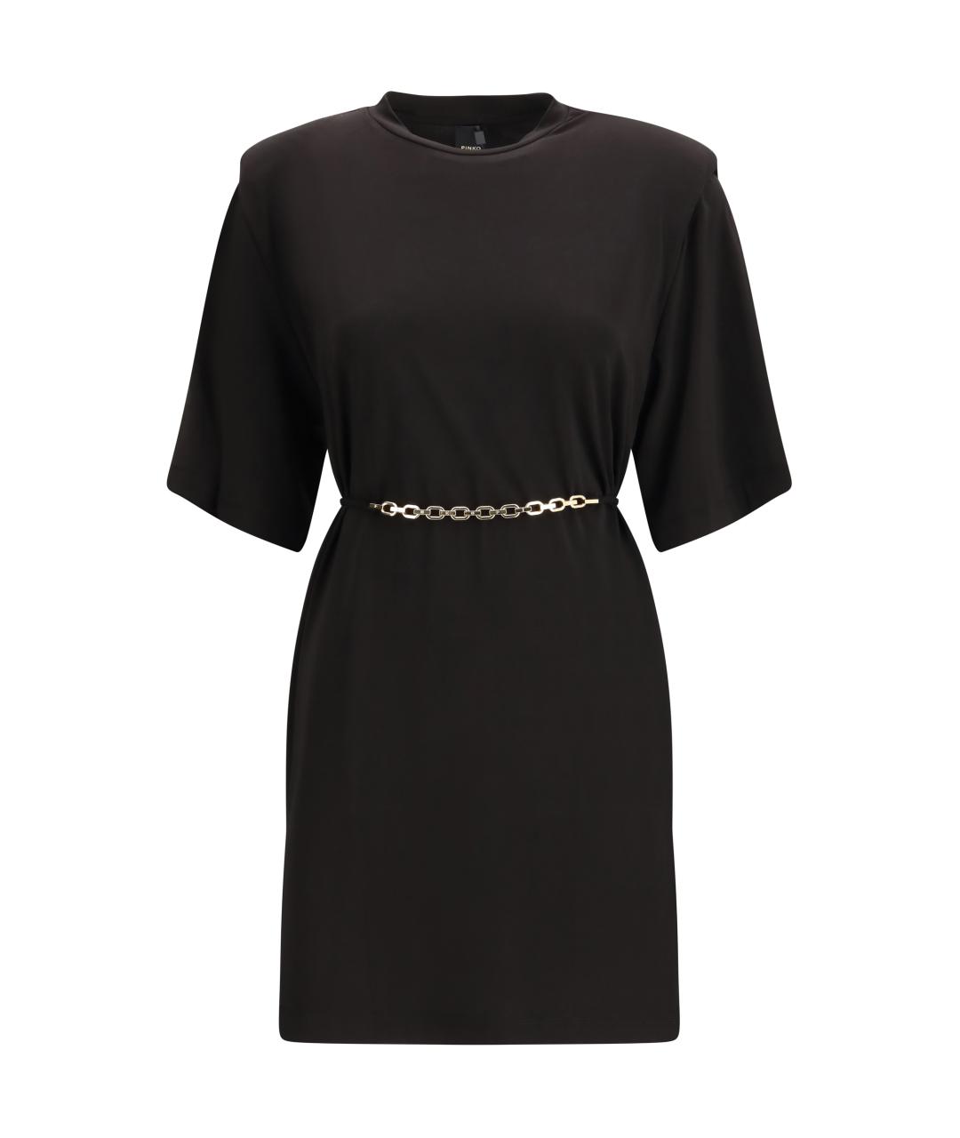 PINKO Черное ацетатное повседневное платье, фото 1