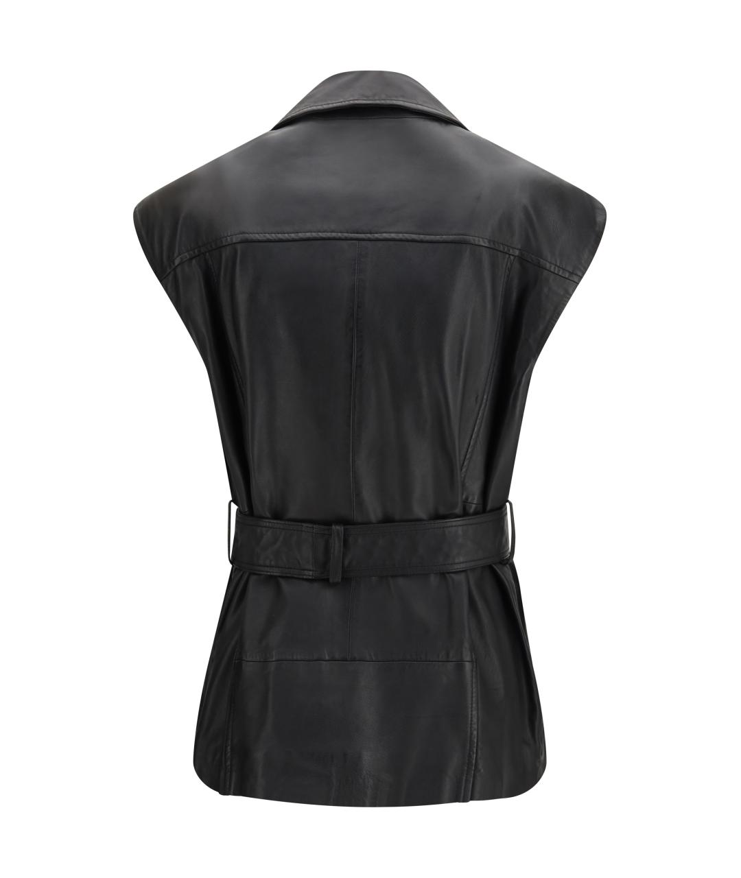 PINKO Черный кожаный жилет, фото 2