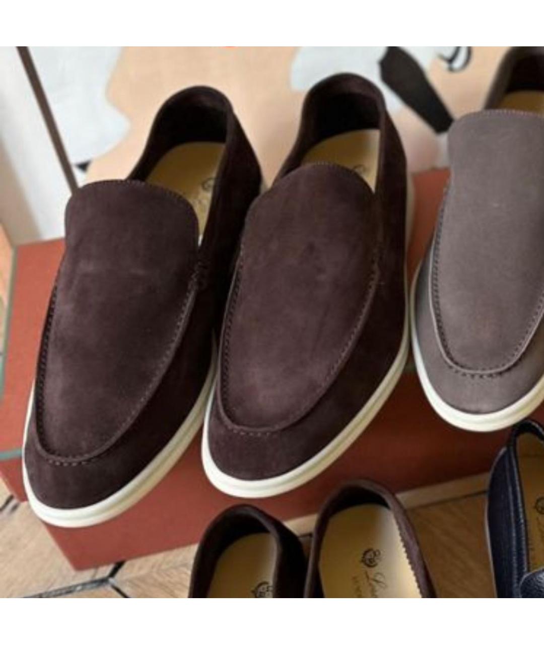 LORO PIANA Коричневые замшевые лоферы, фото 3