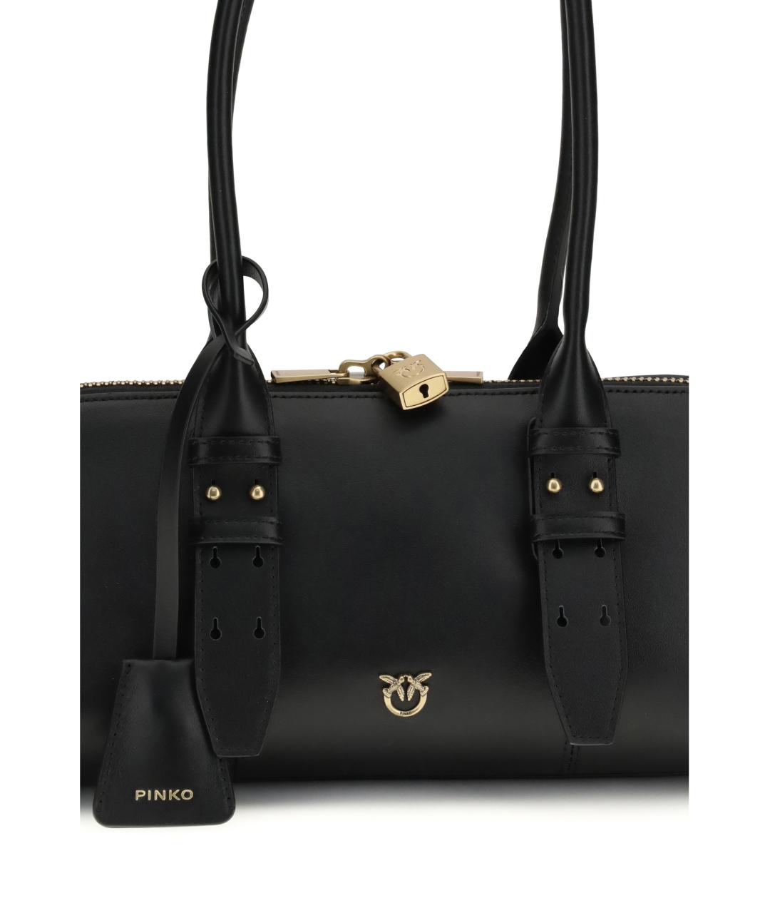 PINKO Черная кожаная сумка через плечо, фото 4