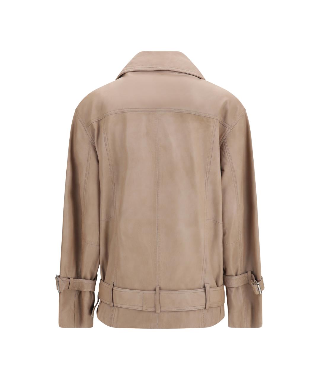 PINKO Бежевая кожаная куртка, фото 2