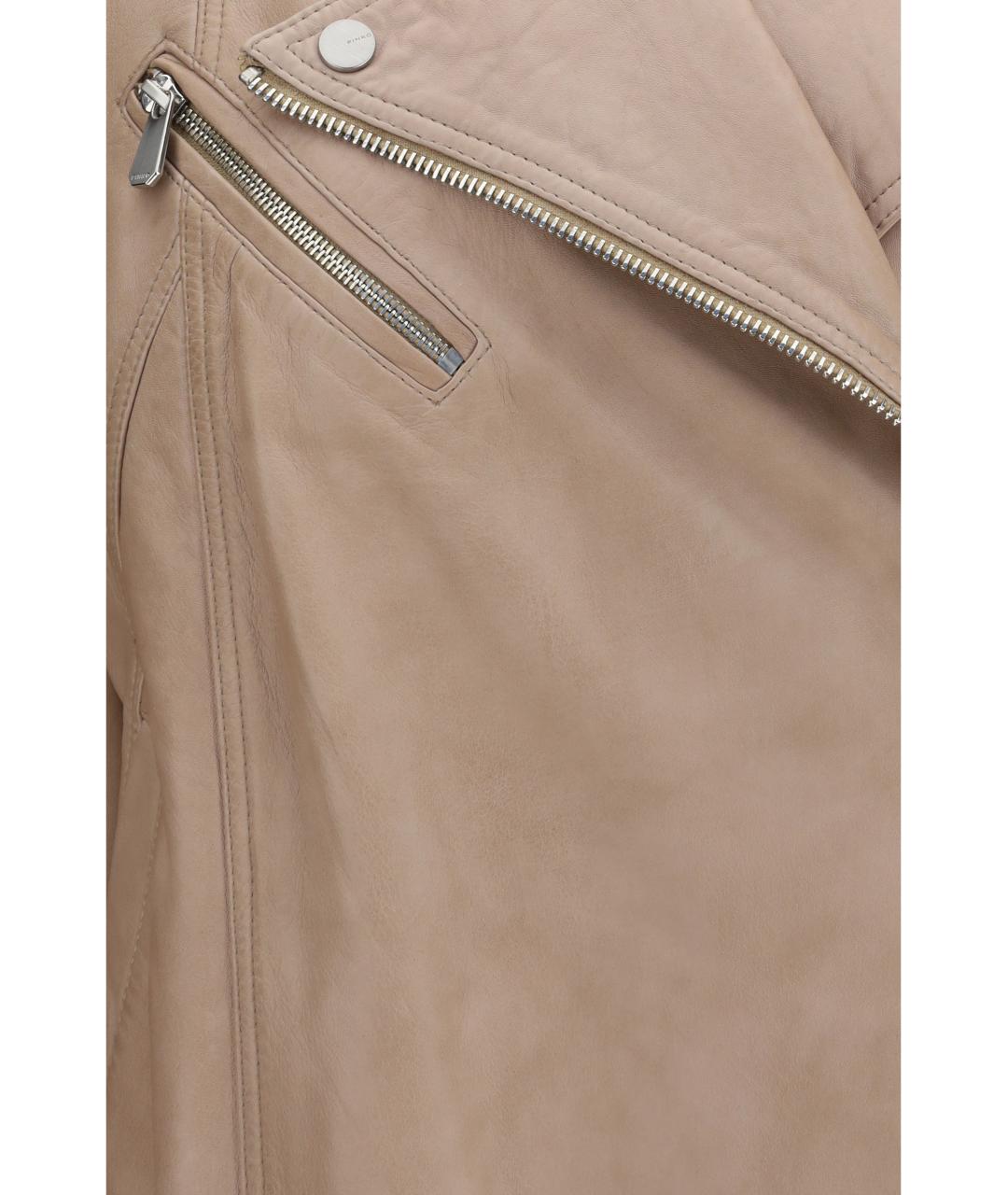 PINKO Бежевая кожаная куртка, фото 3