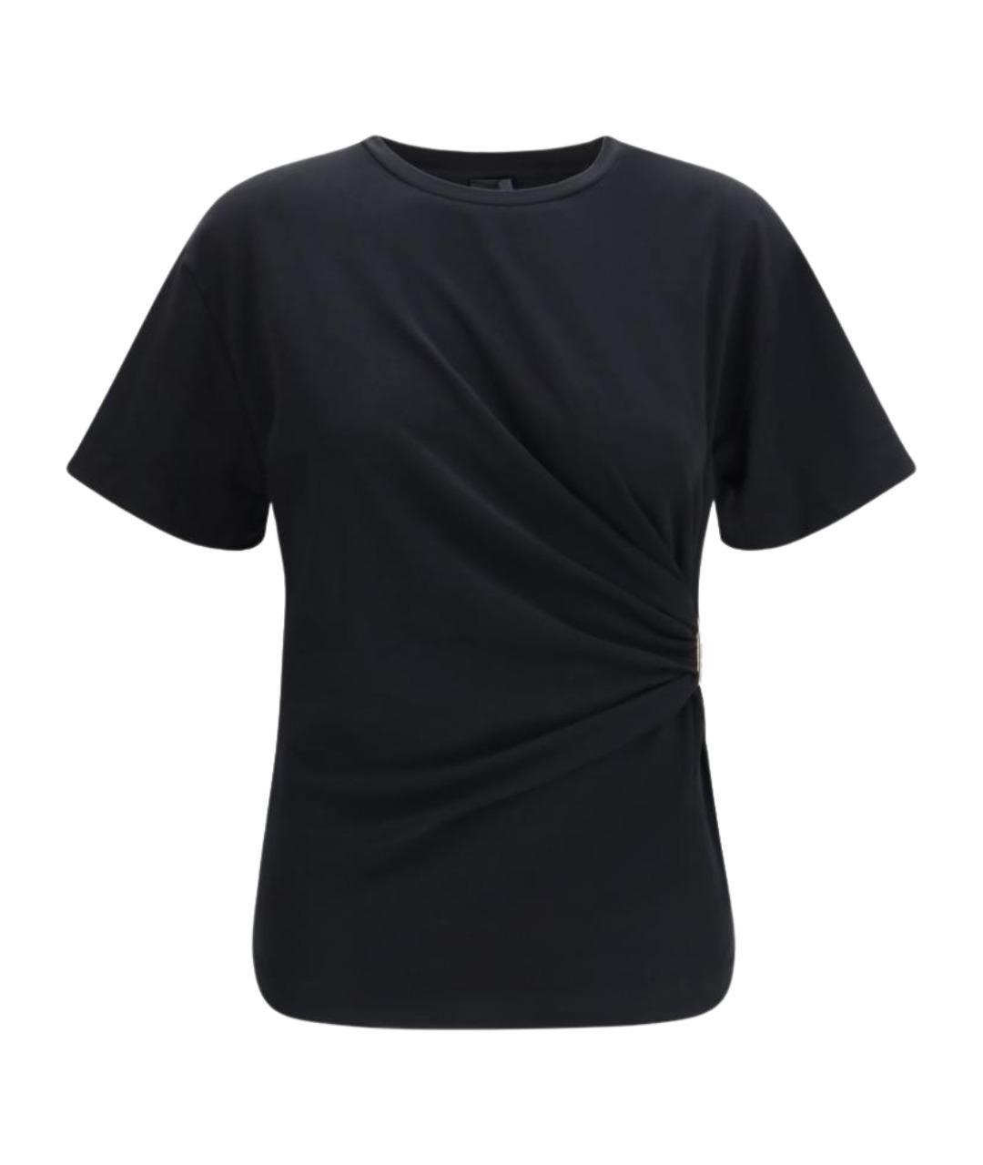 PINKO Черная хлопко-эластановая футболка, фото 1