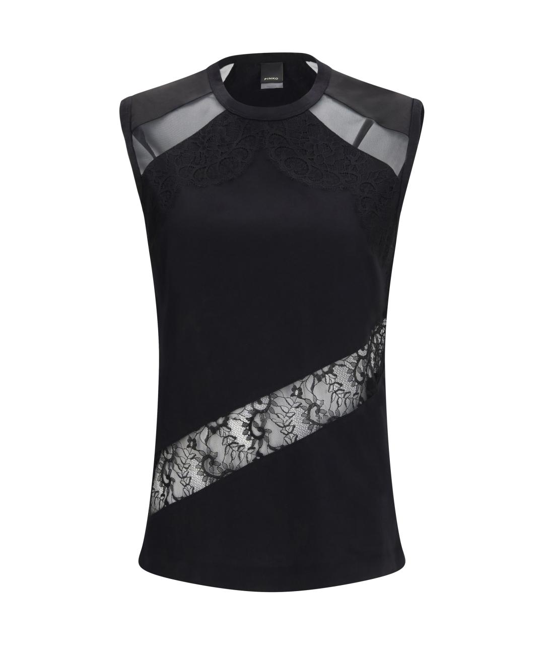 PINKO Черная хлопковая майка, фото 1