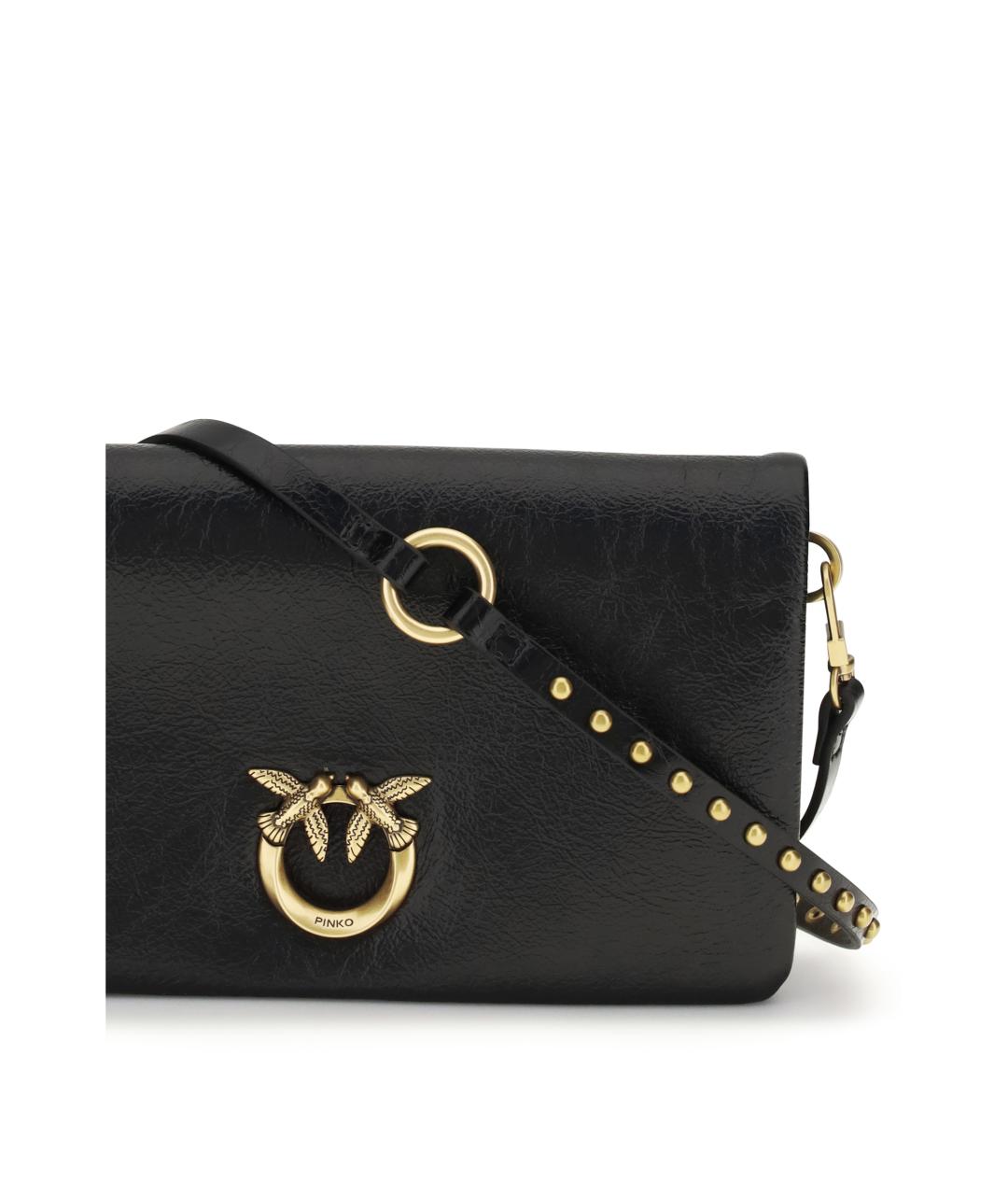 PINKO Черная кожаная сумка через плечо, фото 4