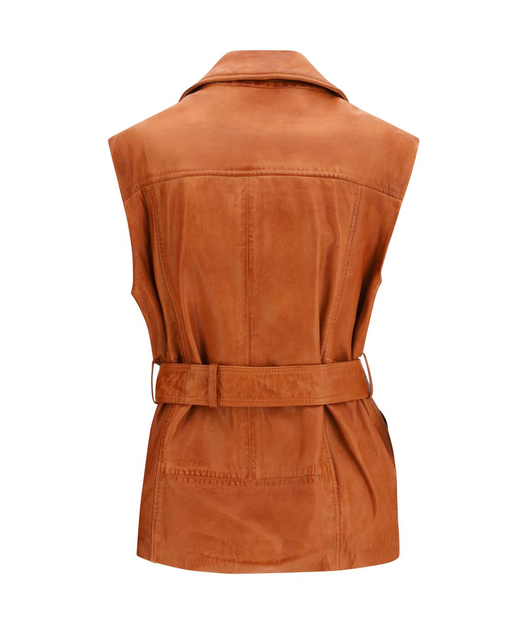 PINKO Коричневый кожаный жилет, фото 2
