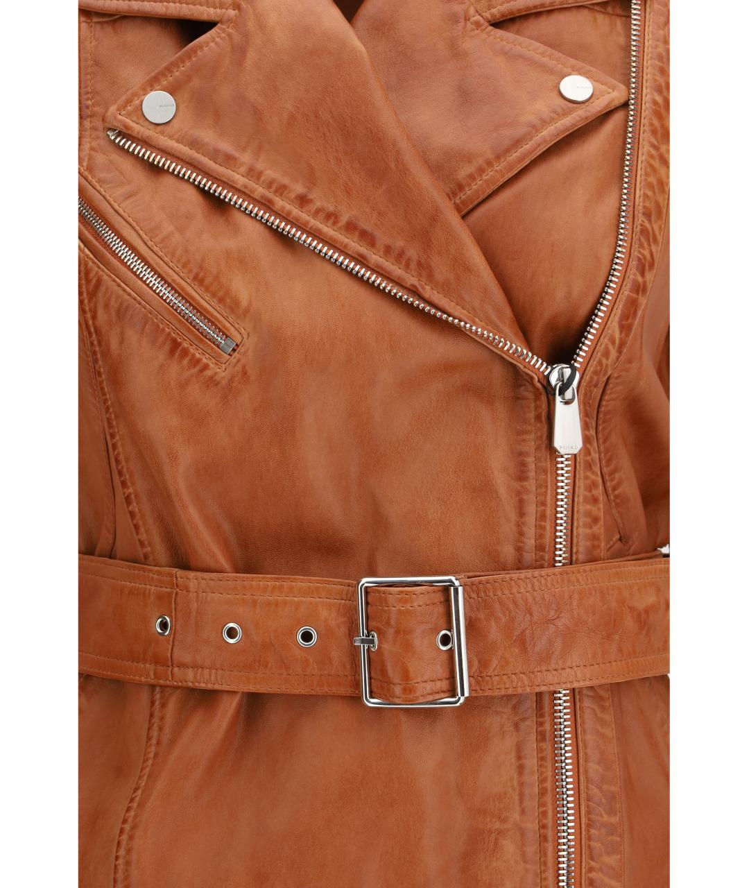 PINKO Коричневый кожаный жилет, фото 3