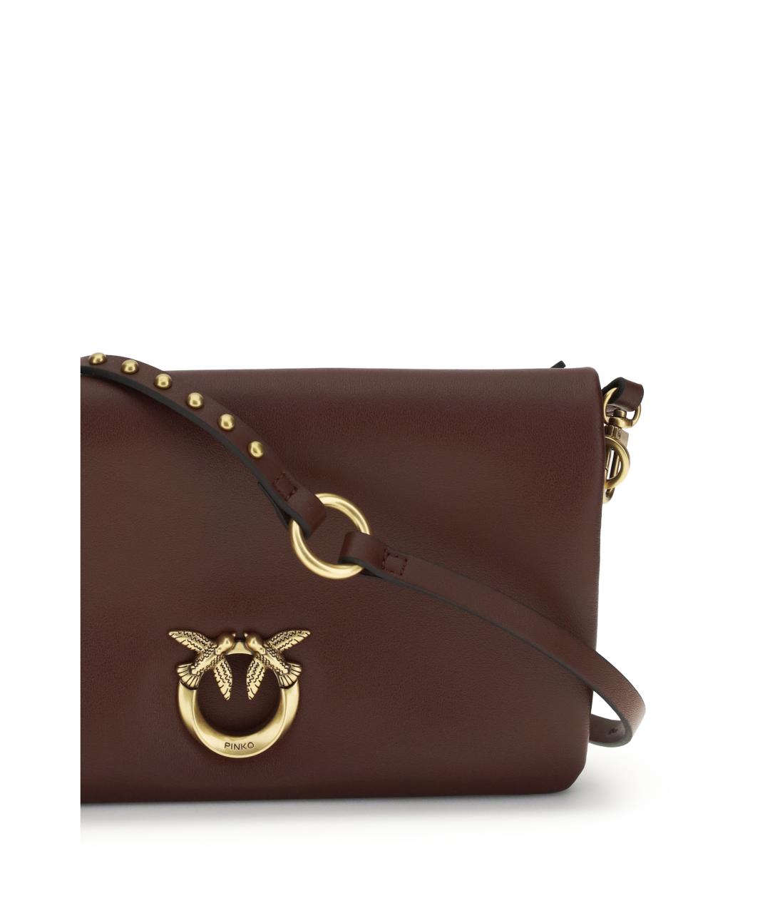 PINKO Бордовая кожаная сумка через плечо, фото 4
