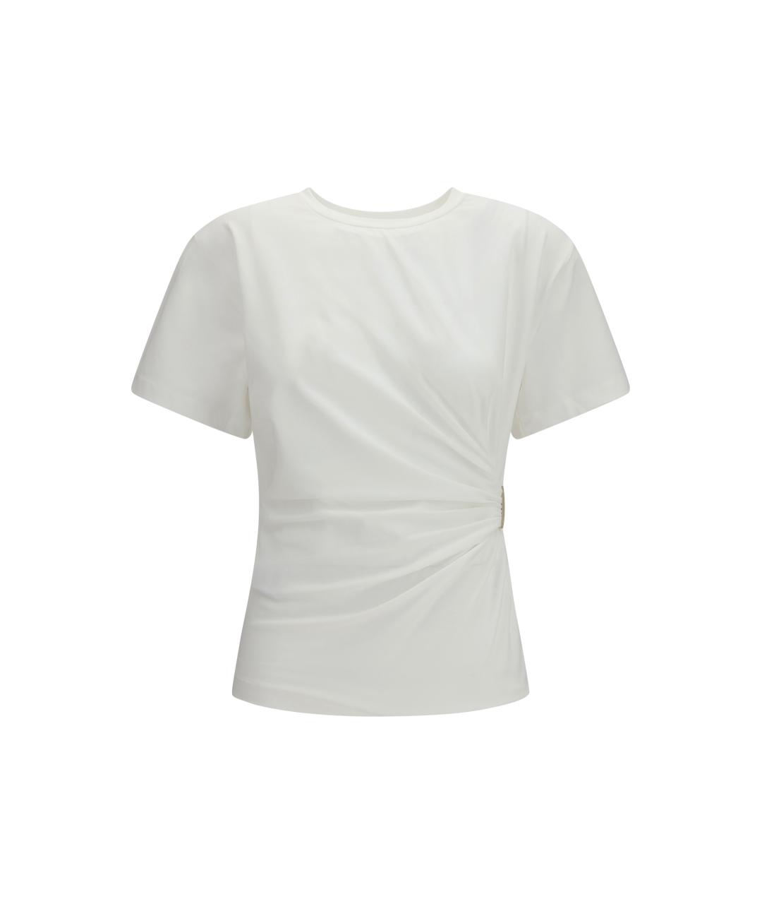 PINKO Белая хлопко-эластановая футболка, фото 4