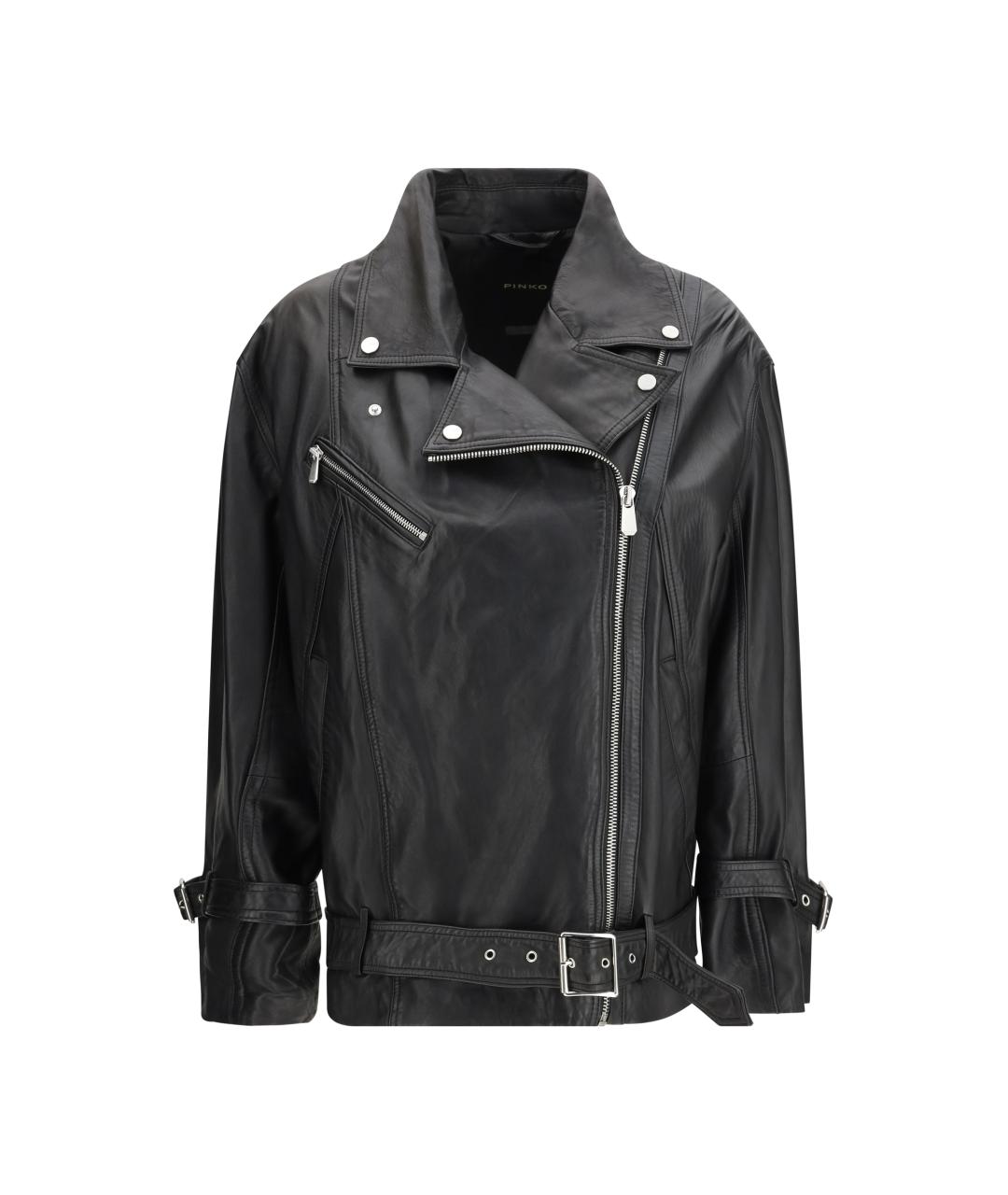PINKO Черная кожаная куртка, фото 1