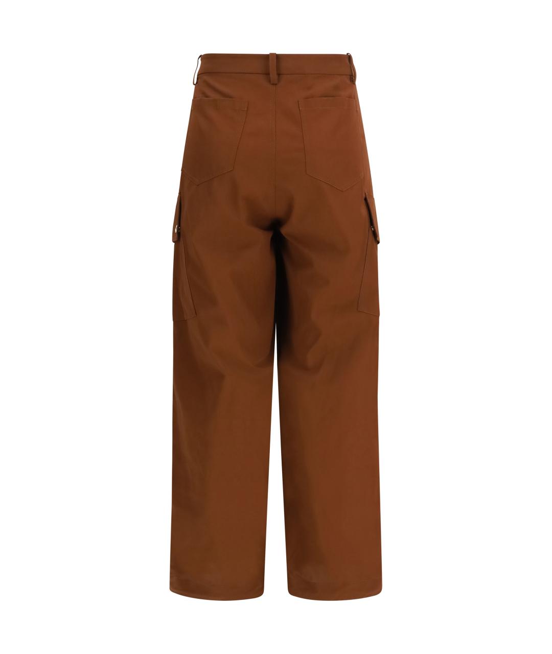 PINKO Коричневые хлопковые прямые брюки, фото 2