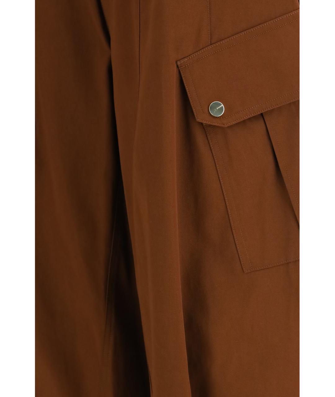 PINKO Коричневые хлопковые прямые брюки, фото 3