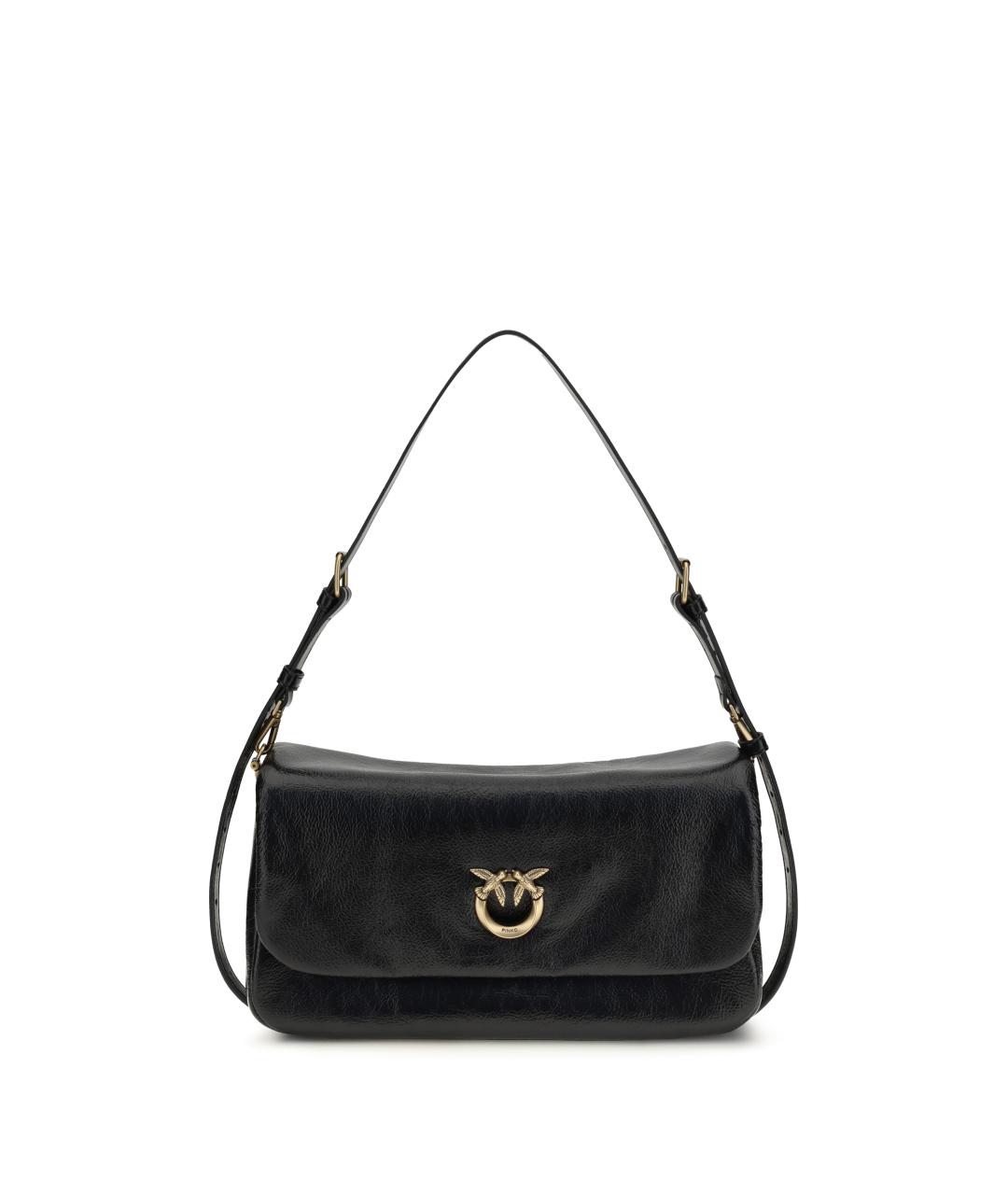 PINKO Черная кожаная сумка через плечо, фото 1