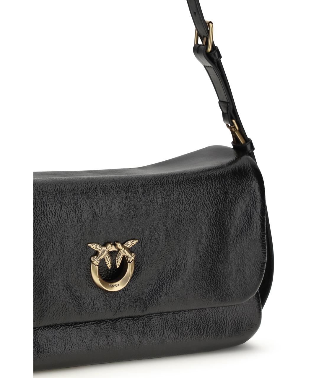 PINKO Черная кожаная сумка через плечо, фото 4